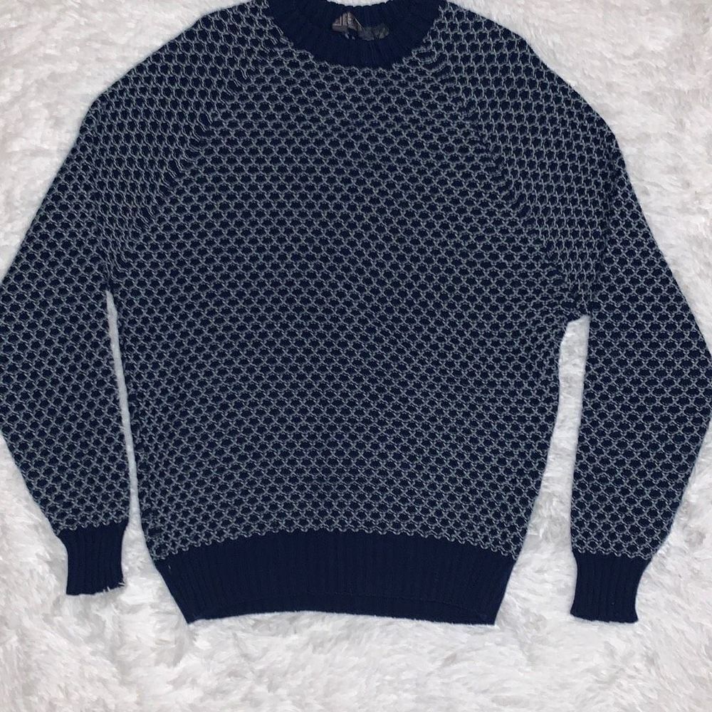 Vintage Blue Textured Knit Sweater Medium